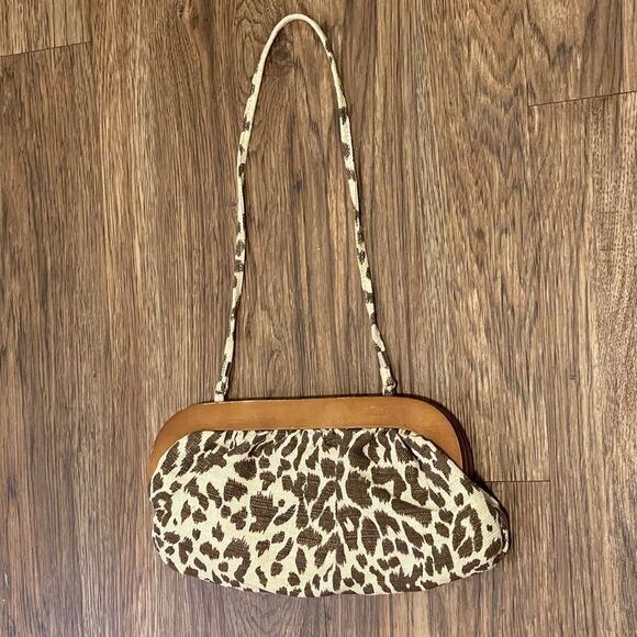 Vintage Sondra Robert’s Animal Print Crossbody or Shoulder Bag Purse Cream Brown - Picture 11 of 14